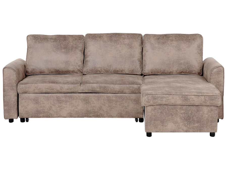 Corner Sofa Nesna Brown Faux Leather Left Hand