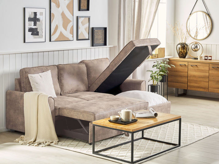 Corner Sofa Nesna Brown Faux Leather Left Hand