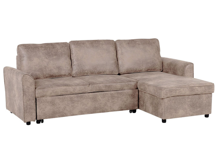Corner Sofa Nesna Brown Faux Leather Left Hand