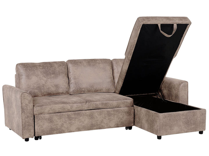 Corner Sofa Nesna Brown Faux Leather Left Hand
