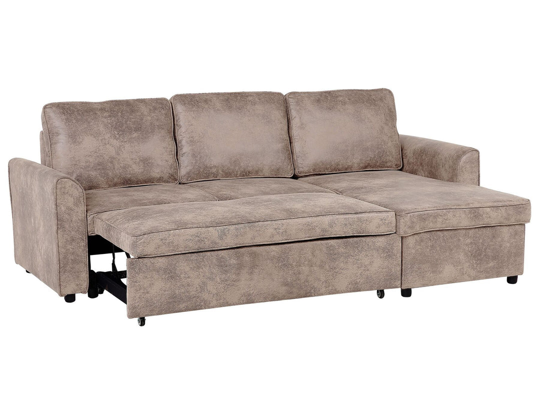 Corner Sofa Nesna Brown Faux Leather Left Hand