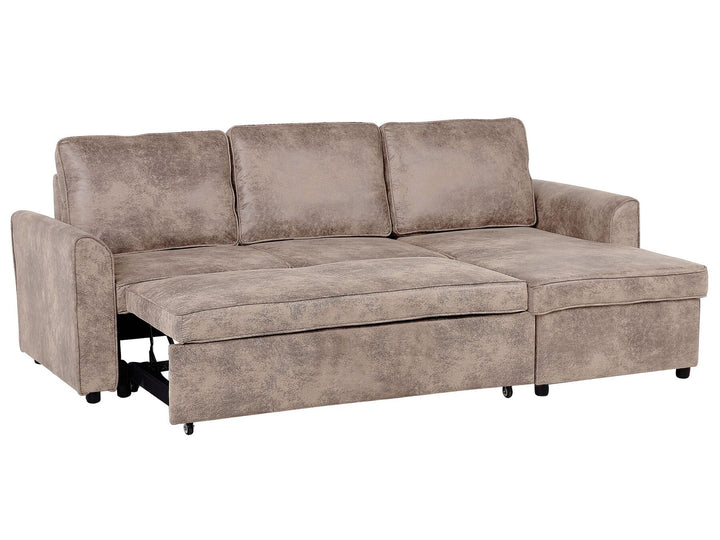 Corner Sofa Nesna Brown Faux Leather Left Hand