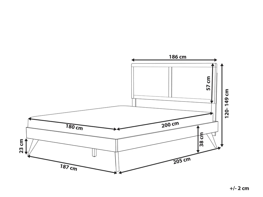 Bed 180 x 200 cm (EU Super King) Dark Ash Wood Dyl