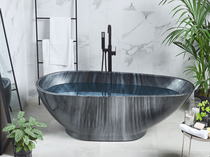Bath 1700 x 800 mm Marble Effect Black Rioja
