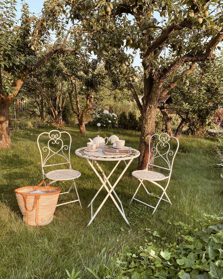 Bistro Set Folding Metal Light Beige Gideon