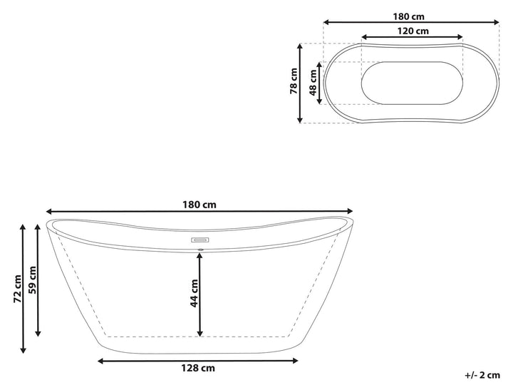 Freestanding Bath 1800 x 780 mm White  Antigua