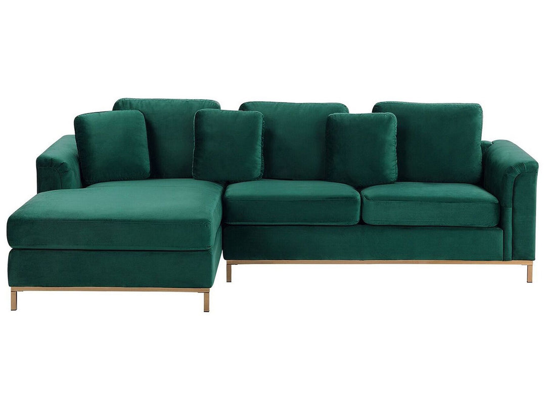Oslo Right Hand Velvet Corner Sofa Emerald Green