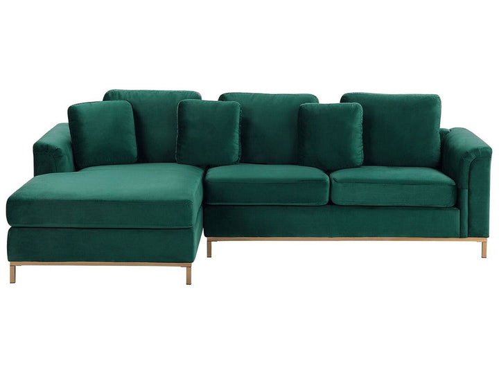 Oslo Right Hand Velvet Corner Sofa Emerald Green