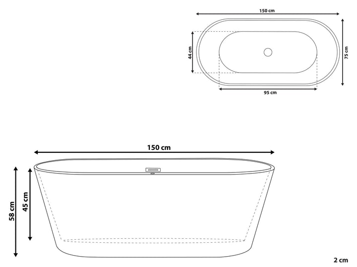 Freestanding Bath 1500 x 750 mm Black Havana