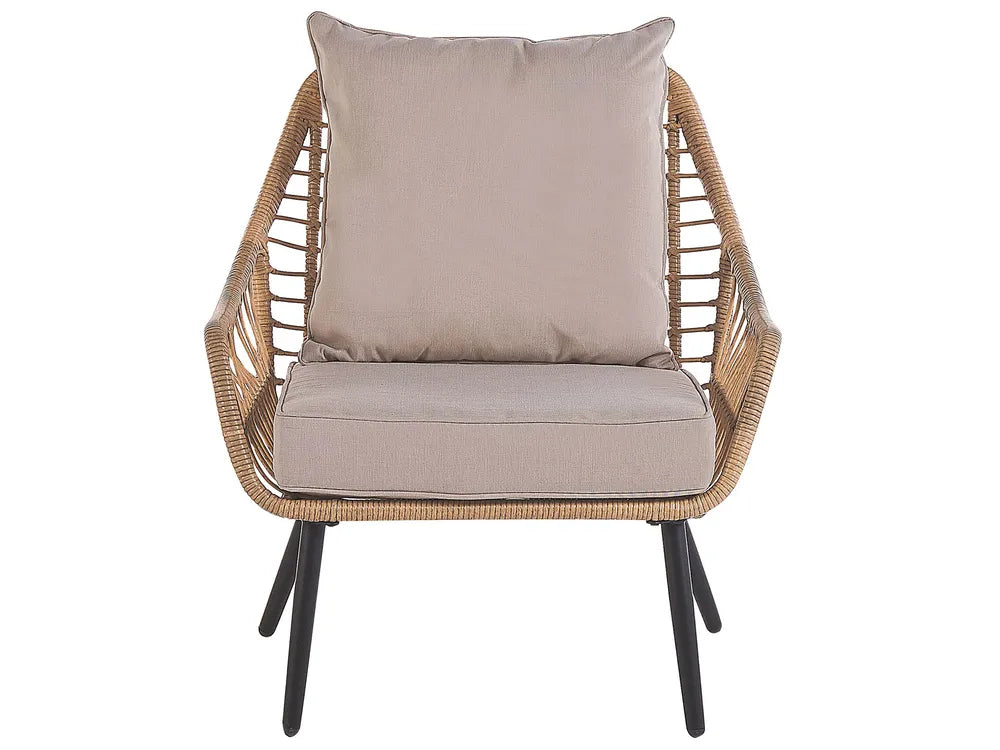 Bistro Set with Cushions PE Rattan Natural Orelia