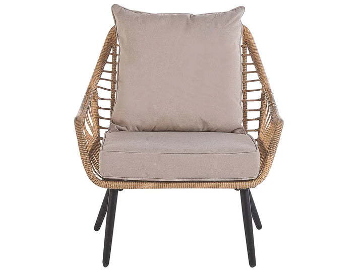 Bistro Set with Cushions PE Rattan Natural Orelia