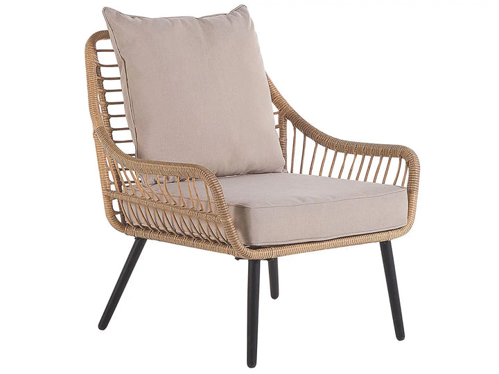 Bistro Set with Cushions PE Rattan Natural Orelia