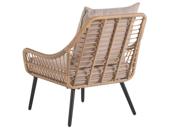 Bistro Set with Cushions PE Rattan Natural Orelia