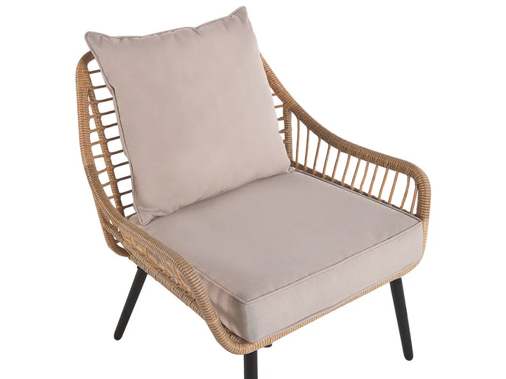 Bistro Set with Cushions PE Rattan Natural Orelia