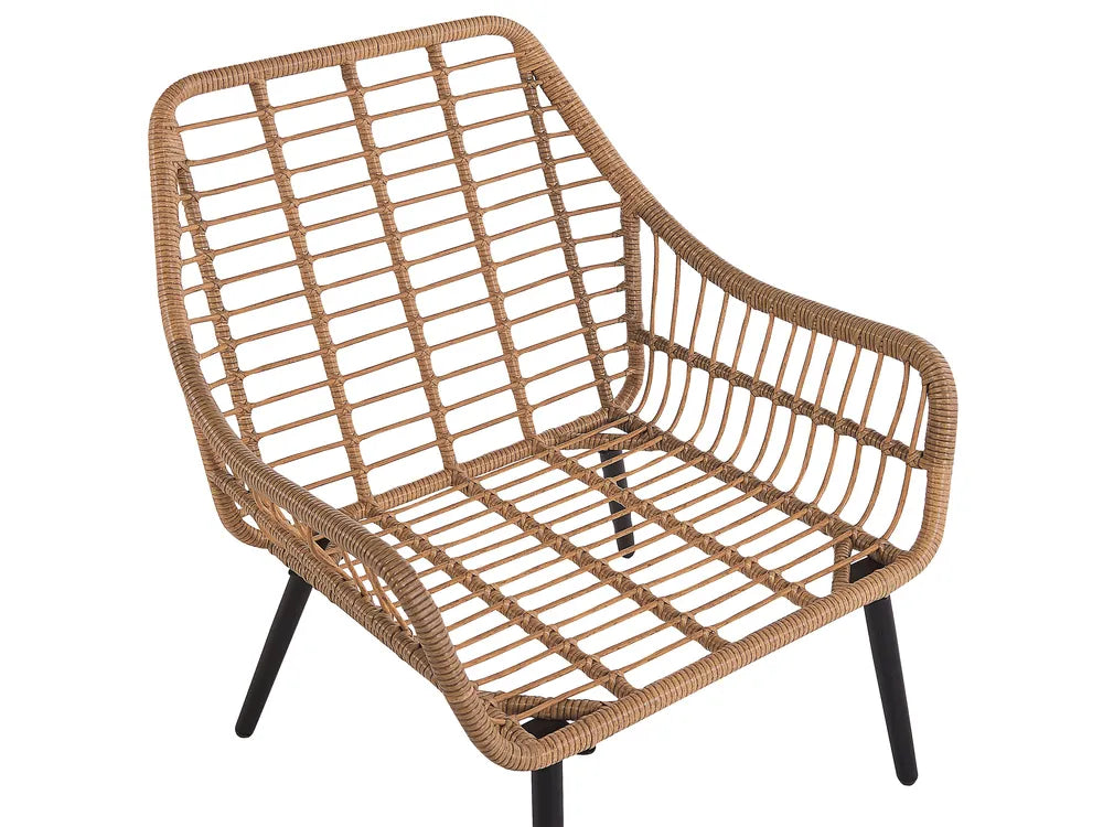 Bistro Set with Cushions PE Rattan Natural Orelia