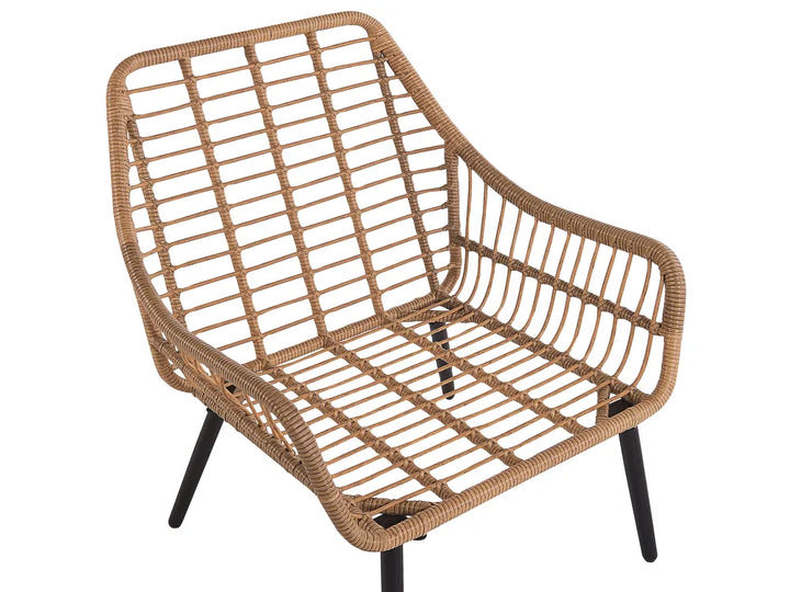 Bistro Set with Cushions PE Rattan Natural Orelia