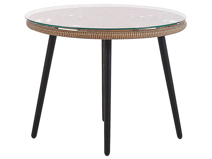 Bistro Set with Cushions PE Rattan Natural Orelia