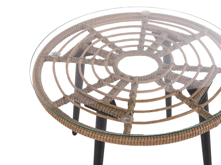 Bistro Set with Cushions PE Rattan Natural Orelia