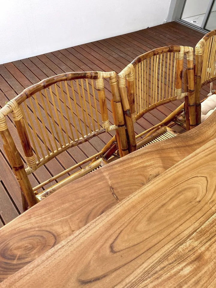 Set of 4 Dining Chairs Folding Bamboo Natural Brey