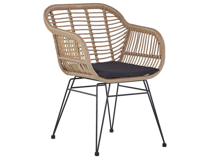 Bistro Set with Cushions PE Rattan Natural Poppy