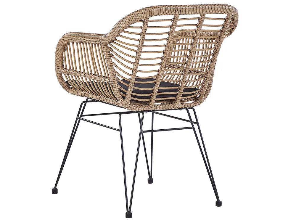 Bistro Set with Cushions PE Rattan Natural Poppy
