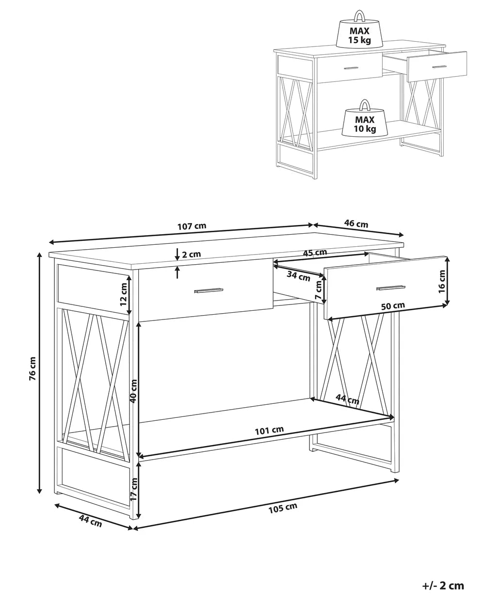 Console Table Taupe Soft-Close Drawer Runners Ferano