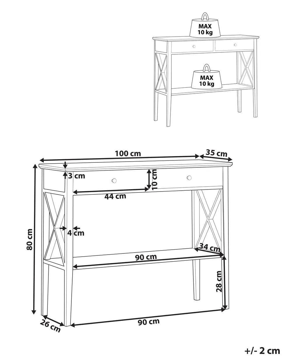 Multifunctional Console Table Black Timeless Design Olvaria