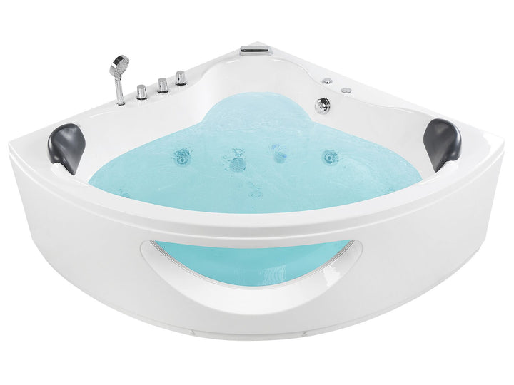 Whirlpool Corner Bath with LED 207 x 1460 mm White Tocoa II