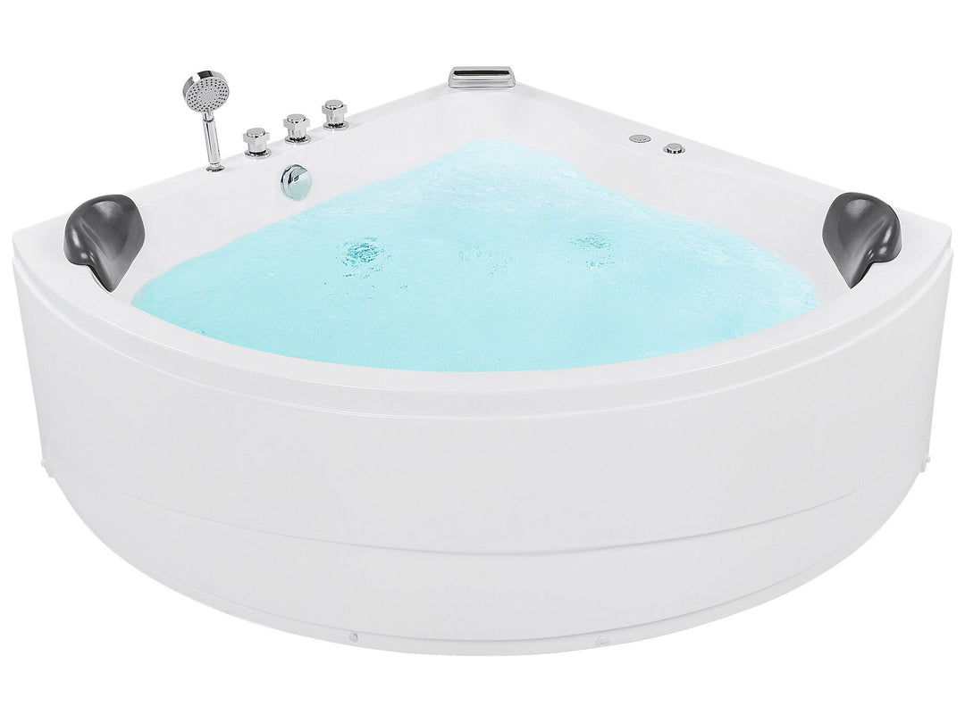 Whirlpool Corner Bath with LED 1970 x 1400 mm Black Baracoa