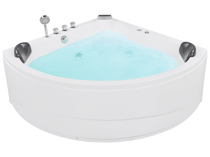 Whirlpool Corner Bath with LED 1970 x 1400 mm Black Baracoa