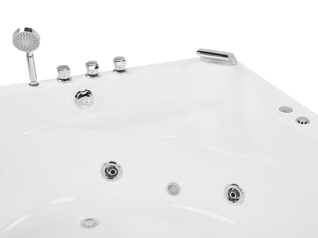 Whirlpool Corner Bath with LED 1970 x 1400 mm White Baracoa