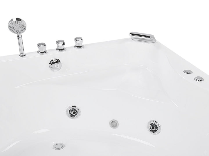 Whirlpool Corner Bath with LED 1970 x 1400 mm Black Baracoa
