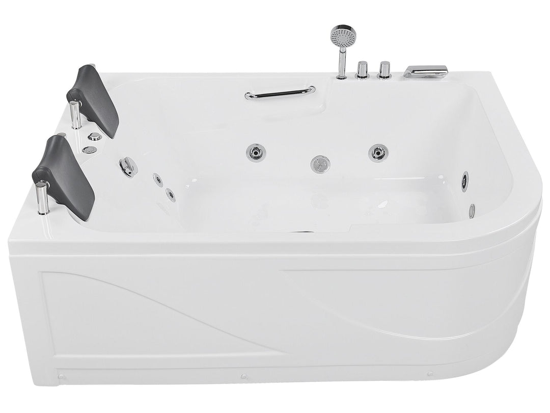 Right Hand Whirlpool Corner Bath with LED 1700 x 1190 mm White Bayamo
