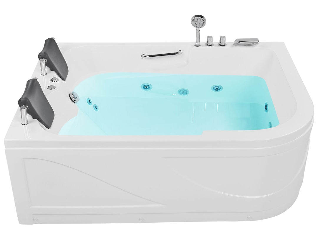 Right Hand Whirlpool Corner Bath with LED 1700 x 1190 mm White Bayamo