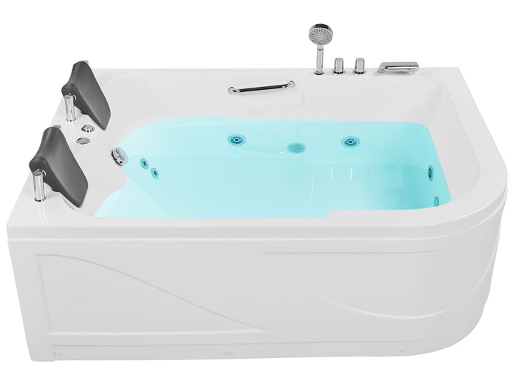 Right Hand Whirlpool Corner Bath with LED 1700 x 1190 mm White Bayamo