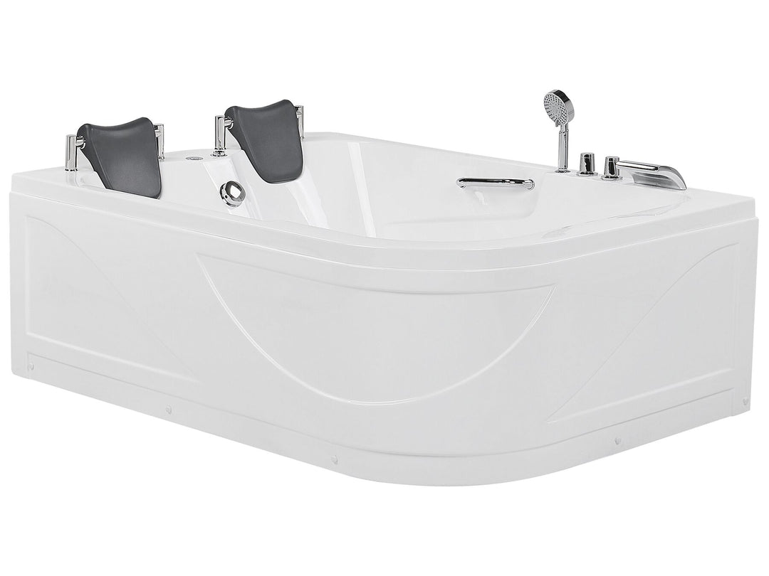 Right Hand Whirlpool Corner Bath with LED 1700 x 1190 mm White Bayamo