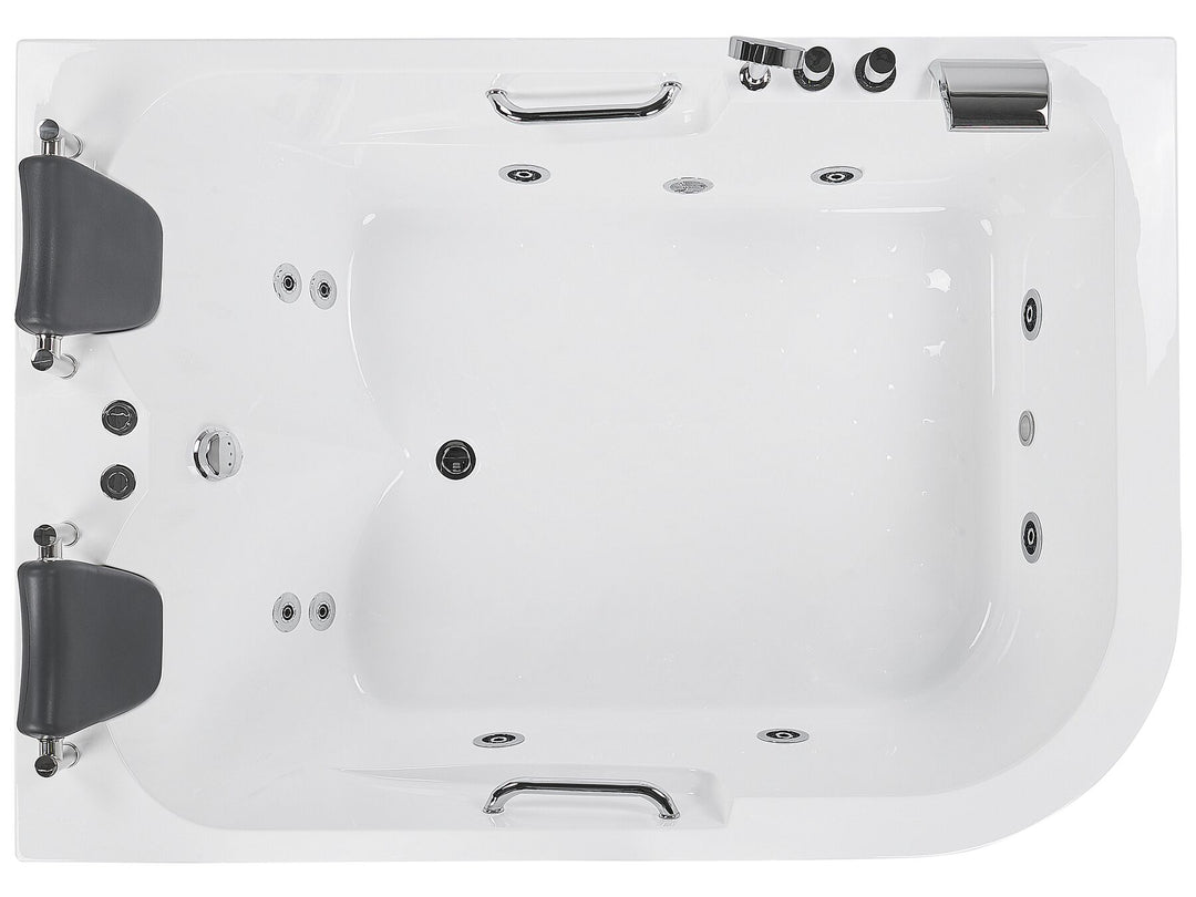 Right Hand Whirlpool Corner Bath with LED 1700 x 1190 mm White Bayamo