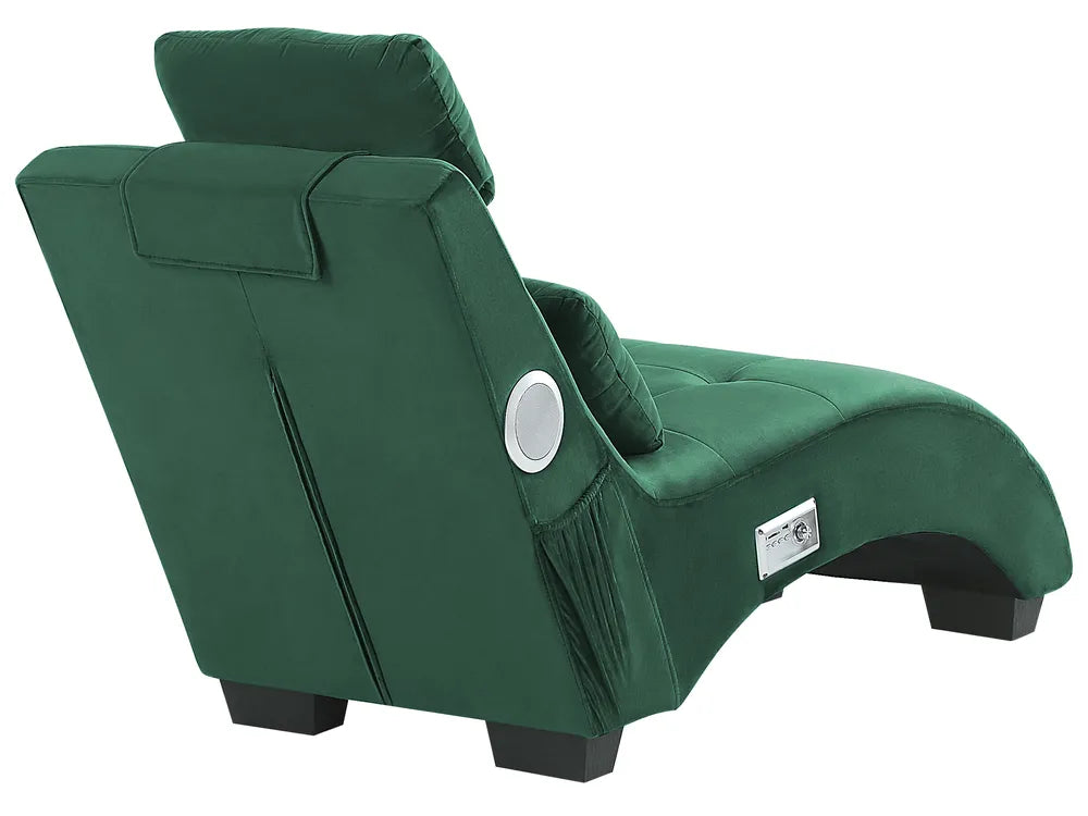 Chaise Longue Velvet Emerald Green with Built-In Bluetooth Speaker Seren