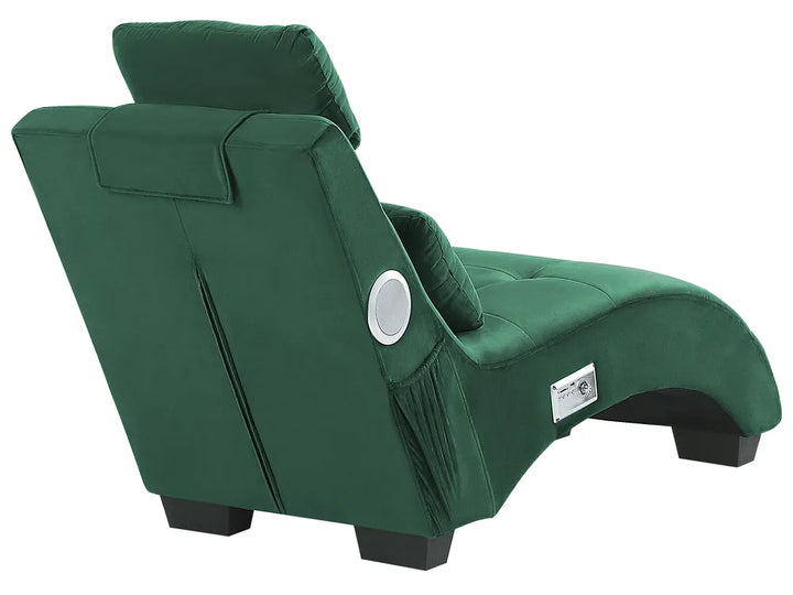 Chaise Longue Velvet Emerald Green with Built-In Bluetooth Speaker Seren