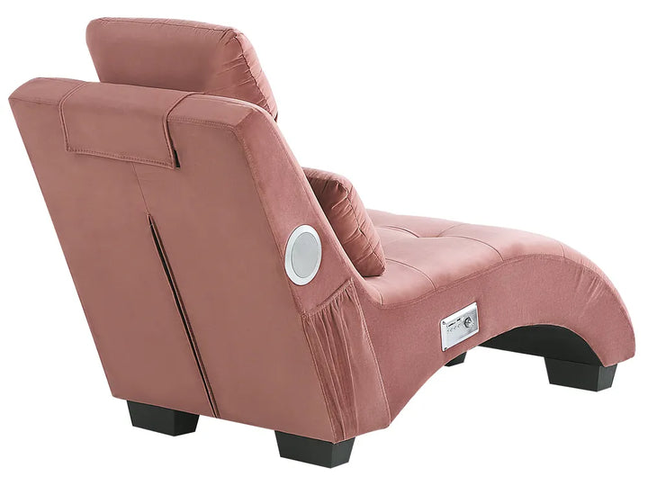 Chaise Longue Velvet Pastel Pink with Built-In Bluetooth Speaker Seren