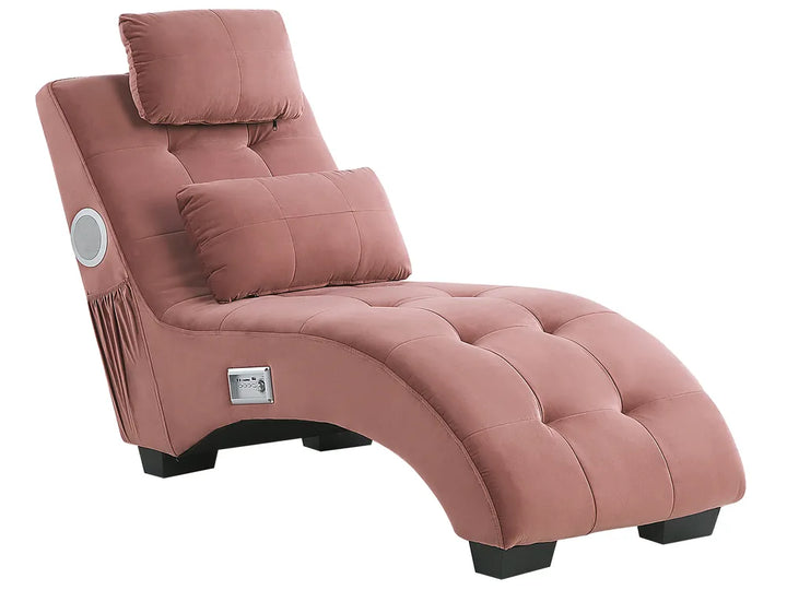 Chaise Longue Velvet Pastel Pink with Built-In Bluetooth Speaker Seren