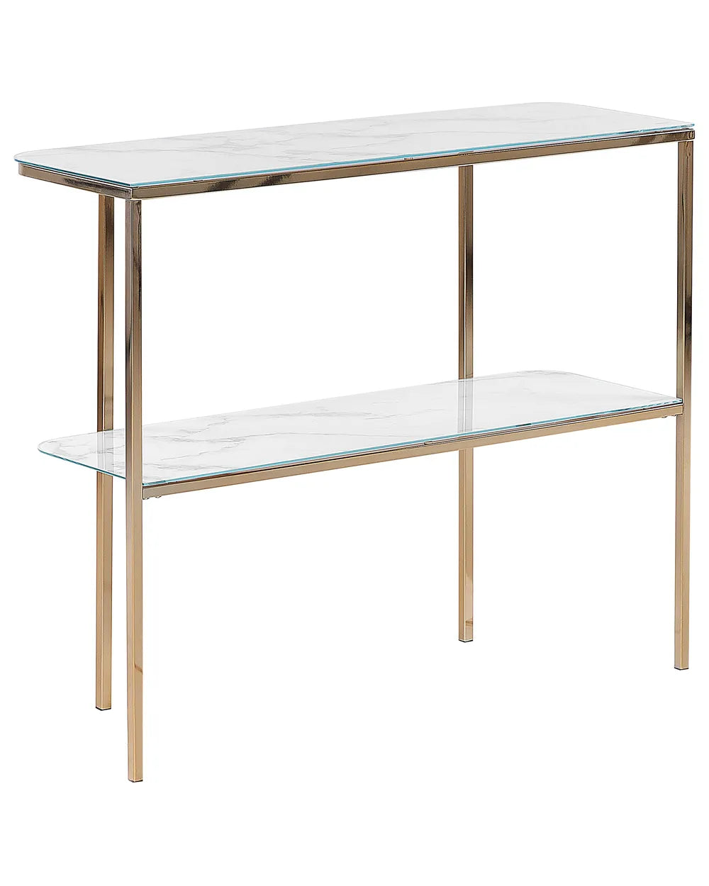 Console Table Tempered Glass Marble/ Gold Construction Dorvan