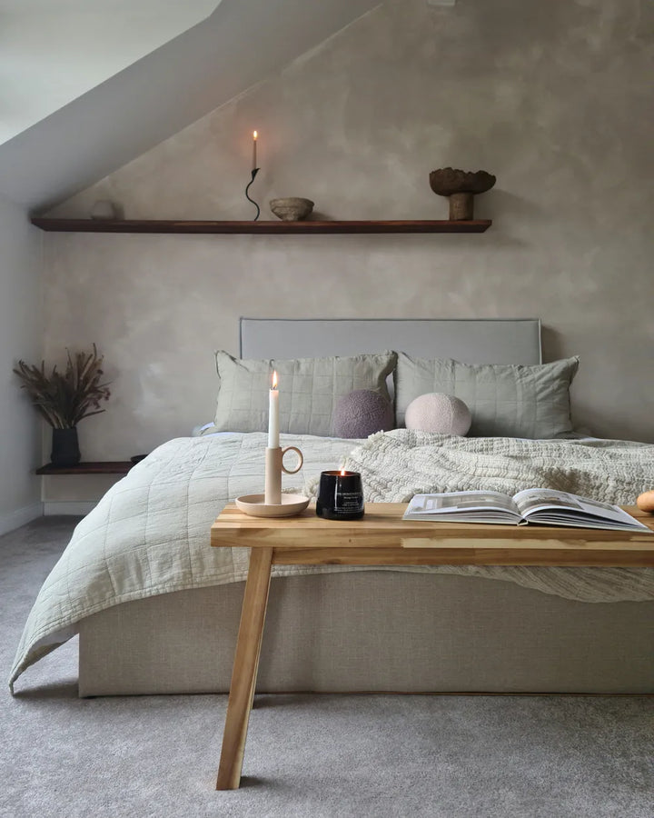 Ottoman Bed without Headboard Fabric 180 x 200 cm (EU Super King) Light Brown Miley