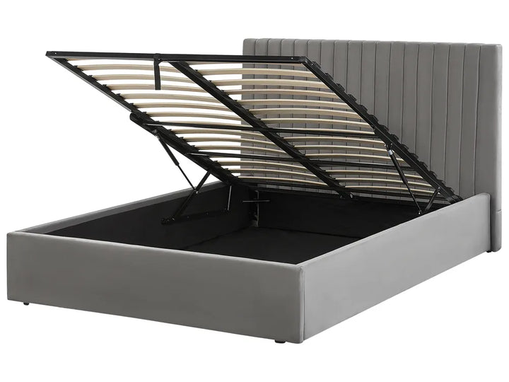 Ottoman Bed Velvet 140 x 200 cm (EU Double) Grey Kitty
