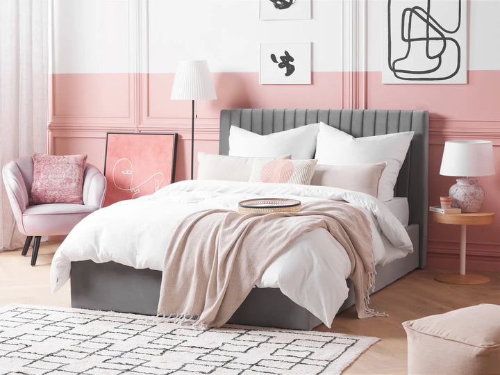 Ottoman Bed Velvet 140 x 200 cm (EU Double) Grey Kitty