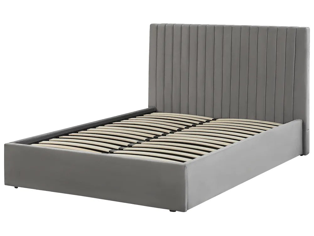 Ottoman Bed Velvet 140 x 200 cm (EU Double) Grey Kitty