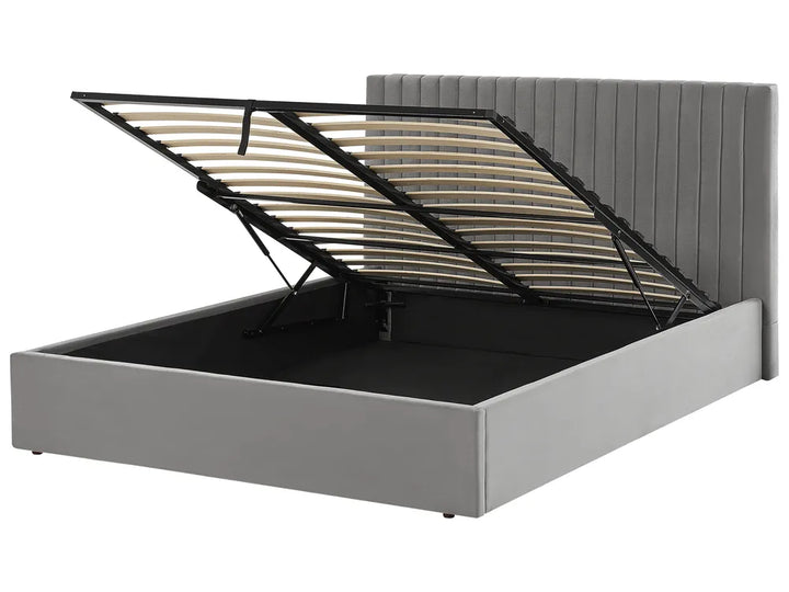 Ottoman Bed Velvet 160 x 200 cm (EU King Size) Grey Kitty
