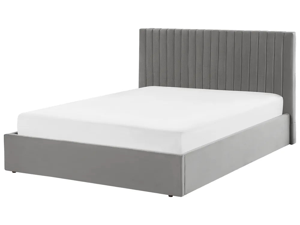 Ottoman Bed Velvet 160 x 200 cm (EU King Size) Grey Kitty
