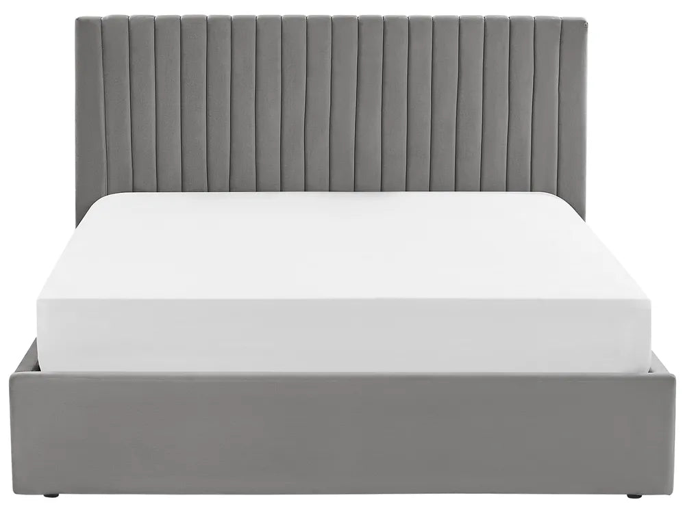 Ottoman Bed Velvet 160 x 200 cm (EU King Size) Grey Kitty