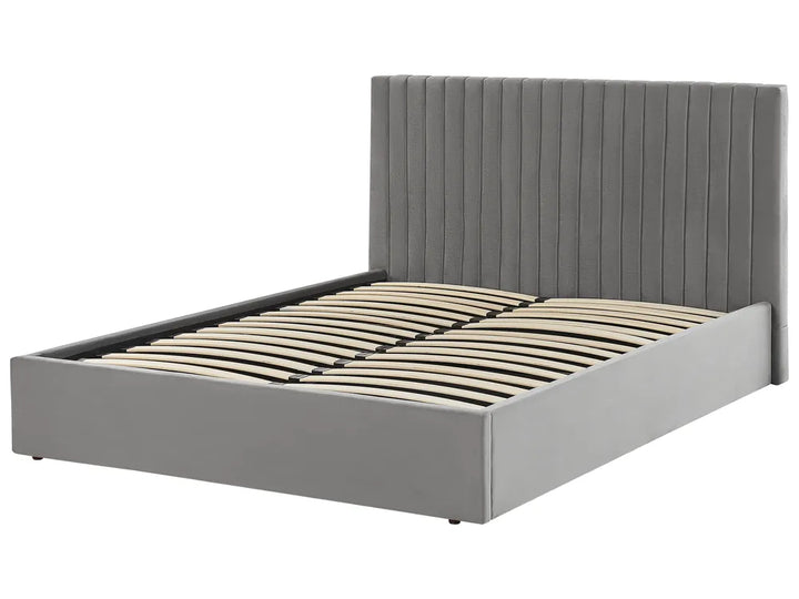 Ottoman Bed Velvet 160 x 200 cm (EU King Size) Grey Kitty
